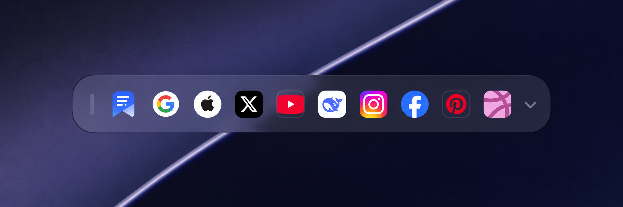 Mac 便捷坞:左侧拖动把手、Pocketify、站点图标与右侧展开按钮